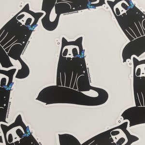 Skull Kitty Waterproof Sticker: Glowing Butterfly Semi-Gloss