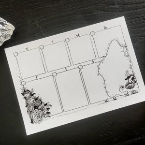 Peony Skulls | weekly planner notepad with 30 120gsm sheets each