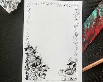 Peony Skulls | blank A5 notepad with 30 120gsm sheets each