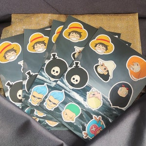 One Piece chibi character heads semi-gloss sticker sheets