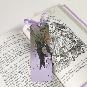 Under the Moon ribbon Bookmark with gold touches  double image 5