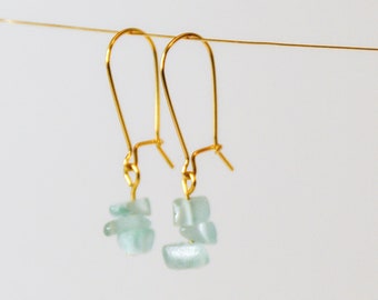 18k Gold Plated Aquamarine Stone Dangling Earrings, dangling crystal earrings, crystal jewelry, blue stone earrings, Valentine’s Day Gift