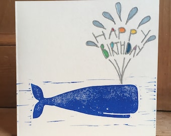 Whale Happy Birthday Handprinted cards
