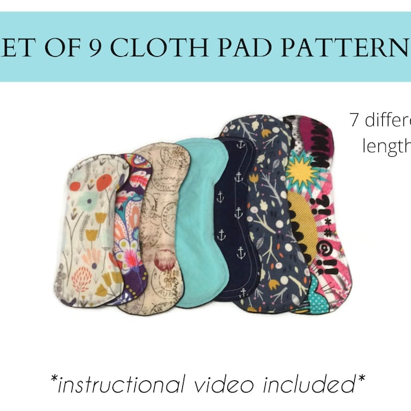 Cloth Pad Patterns | Set of 9 | 6" - 16.5" Lengths