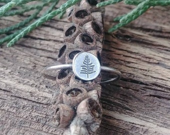 Pine Tree Stacking Ring, Sterling Silver Dainty Stackable Pine Tree Ring, Minimalist Pine Tree Ring, Hand Stamped Pine Tree Ring