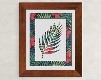 Tropical Palm Frond Cross Stitch Pattern Download