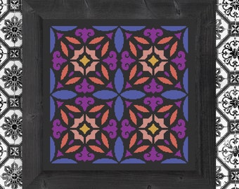 Cross Stitch Pattern Painted Tile Digital Download Designed by Old School Edith