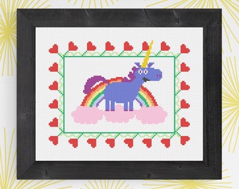 Cross Stitch Pattern Unicorn and Rainbow PDF Download Designed by Old School Edith