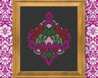 Cross Stitch Pattern Naples Damask PDF Download Designed by Old School Edith
