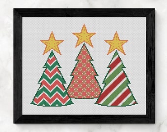 Three Trees Cross Stitch Pattern Download - 4 Patterns