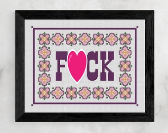F*CK Cross Stitch Pattern Digital Download Designed by Old School Edith