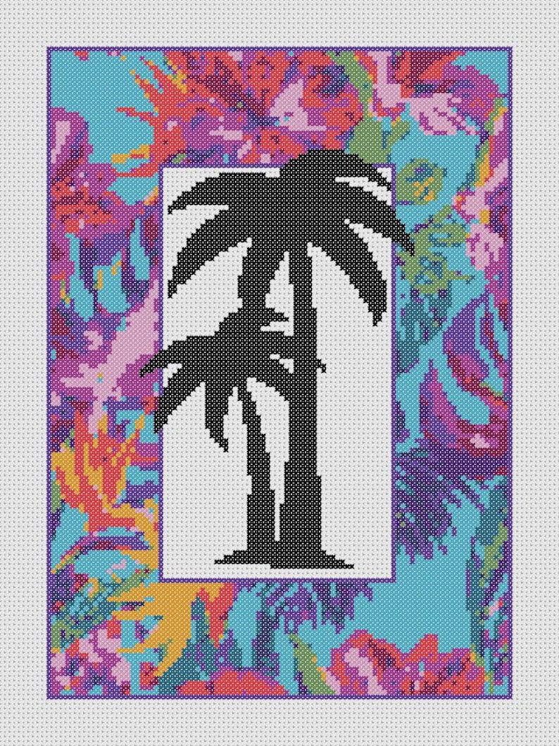 Tropical Palm Tree Cross Stitch Pattern Download - Etsy