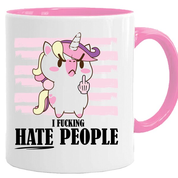 I Hate People Rude Mug | Funny Sarcastic Coffee Cup | Gifts for Mom | Birthday Presents for Her | Cat Lover's Mug | Rude Sarcastic Mugs