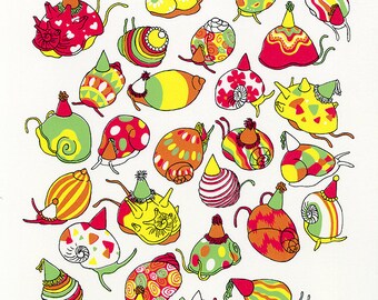 Serigrafía de caracoles: arte mural caprichoso y decoración maximalista para el hogar.