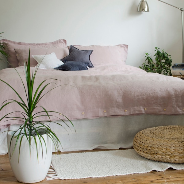 Pink DUVET COVER SET handmade of 100% ecofriendly  high quality linen, single, twin, double, full, queen, king bedlinen