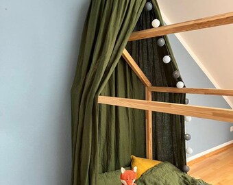 Kids Room Play Tent, Decoration for Nursery, Bed Canopy, Linen Nursery Canopy,