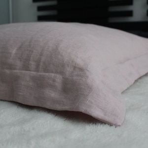 Pillowcase with flanges/edges all around , 100% pure off white linen euro shams , pillow cover , softened flax linen , in handmade