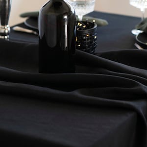 Linen TABLECLOTH in black of 100 % pure flax linen, custom sizes, natural dinning tablecloth, table decor. Square, rectangular table linens.