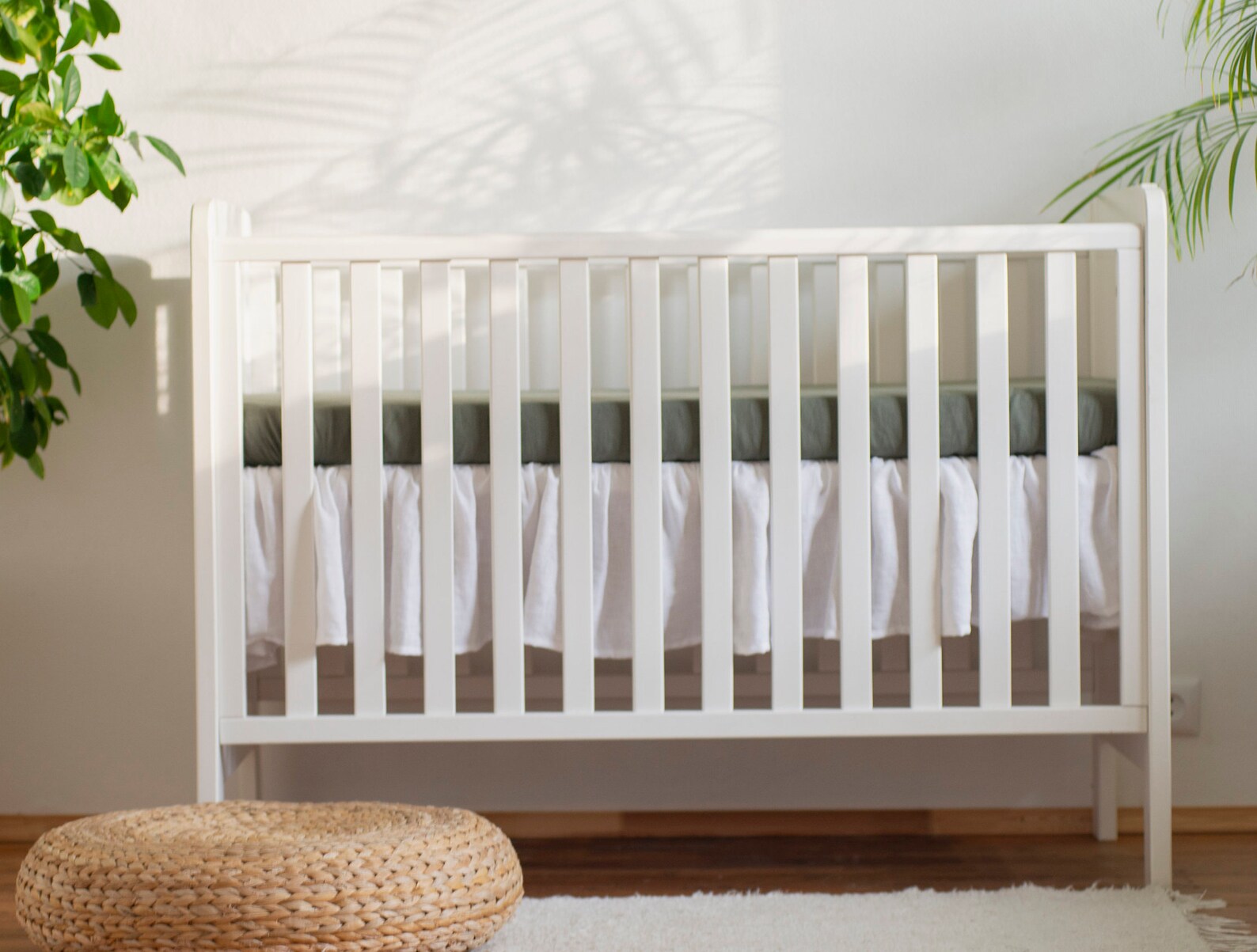 Sage Green CRIB FITTED SHEET Of Softened Linen For Babies Etsy