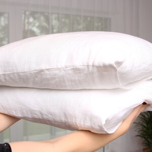 Set of 2 white PILLOWCASES 50x65cm (20&quot;x25&quot;) with inside pocket of softened flax linen fabric