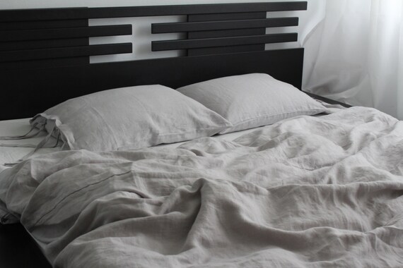 High Quality Light Grey Linen Duvet Cover Set Linen Bedding Etsy
