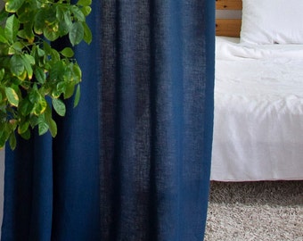 Linen CURTAIN panel in dark blue and 14 more colors