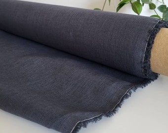 Dark grey 100% LINEN FABRIC (European flax), medium heavy, Oeko-tex