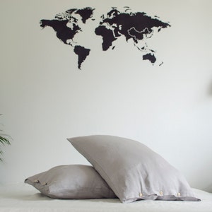Two light gray buttoned very soft LINEN PILLOWCASES in handmade and made to order