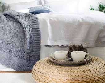 Linen DUVET COVER in handmade, 100% linen bedding, light grey bedlinen, European flax, king, queen, full, single, custom sizes avaiable