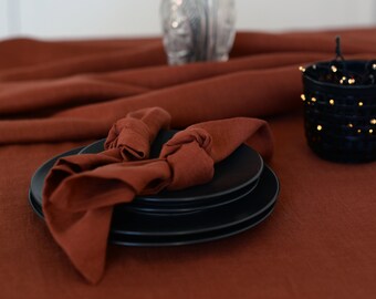 NAPKINS in cinnamon brown to order of very SOFTENED 100% LINEN 16"x16" or 40x40 cm, serviettes