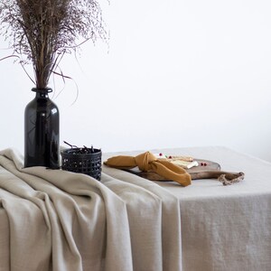 Linen TABLECLOTH in natural grey of 100 % pure flax linen, dining room, gift for her