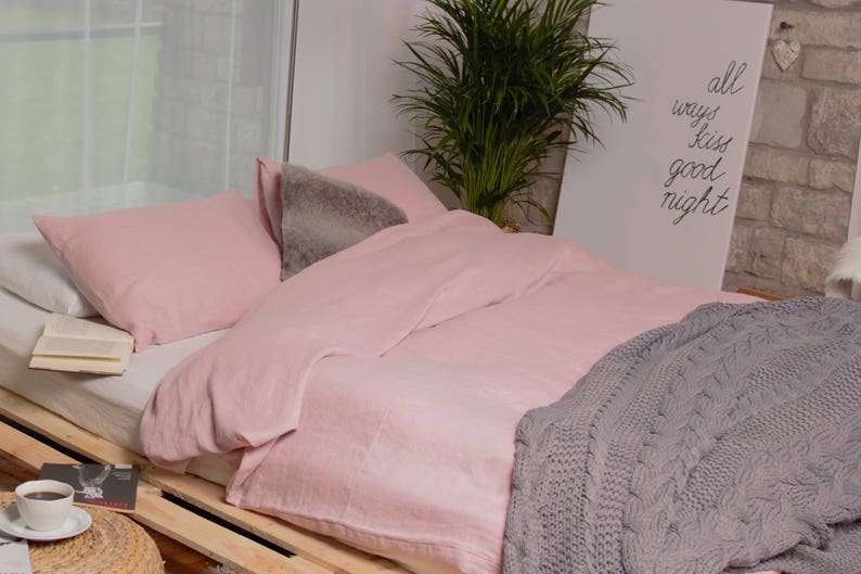 Dark Grey Softened LINEN DUVET COVER With Snap Buttons Custom Etsy