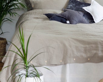 DUVET COVER of softened organic linen | bedlinen with button clousure | pure linen flax bedding in handmade