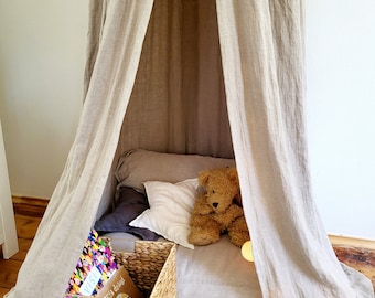 Play Tent, Decoration for Nursery, Bed Canopy, Linen Nursery Canopy, kids room deco