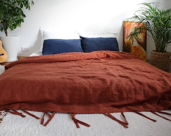 Organic linen DUVET COVER in handmade of softened 100% flax linen fabric by FlaxBox artisans
