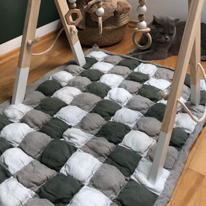 Linen Bubble Blanket Duvet Play matt, Kids Quilt Blanket, Tummy time blanket