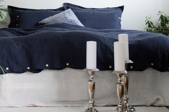 Dark Grey Duvet Cover In Handmade 100 Linen Bedding Etsy