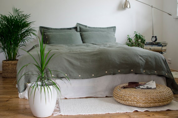 Olive Green Bedding Duvet Cover And Pillowcases Handmade Of Etsy
