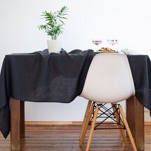 Linen TABLECLOTH in dark grey of 100 % pure European flax