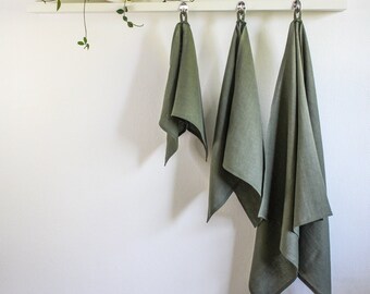 Sage green linen TOWELS with loop and 14 more colors available
