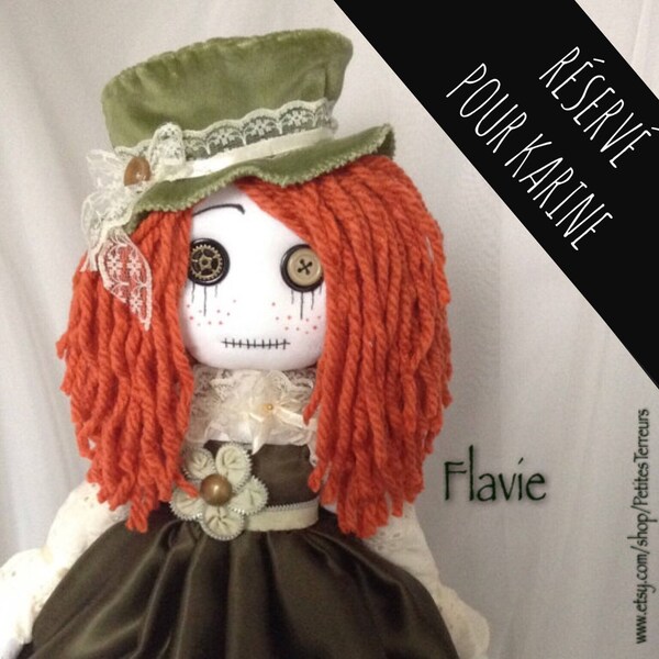 RESERVED for Karine Do NoT BuY! FLAVIE OOAK Ragdoll 18'' Steampunk handmade doll soft art doll Collection Signed and Nubered
