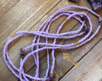 Vibrate Higher Goodess Waistbeads with Authentic semi precious Stones w/ glass/opaque beads in colors of your choice!