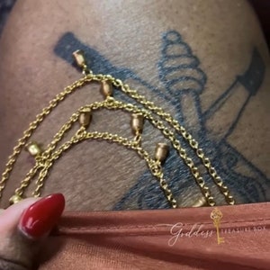 Brass Bell Thigh Chain Leg Garter Oshun, Exotic Dancer, Goddess energy, African Jewelry, Divine Feminine Body Jewelry