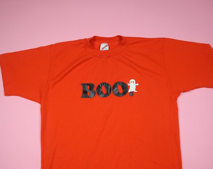 BOO Ghost Halloween Orange 1990s Vintage Tshirt