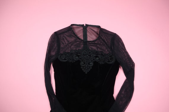 Black Mesh & Velvet Dress Scott McClintock 1990s V