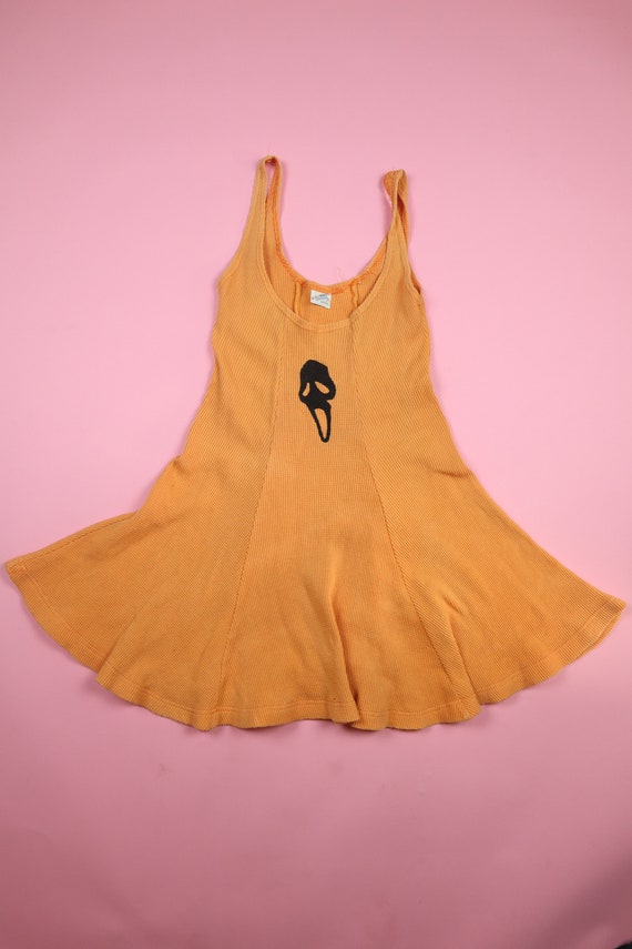 SCREAM Mask Orange waffle knit 1980's vintage Dres