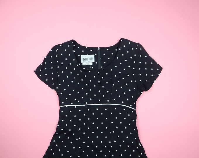 Black & White polka dot 1990's Vintage Dress