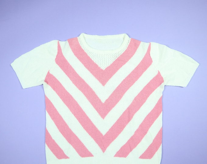 Pink & White Stripe Handmade Vintage Sweater