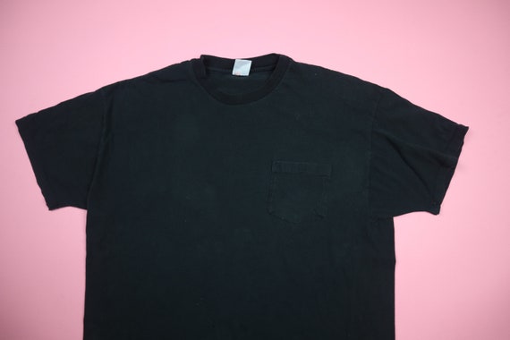 Blank Black Hanes 1980's Vintage Pocket Tshirt