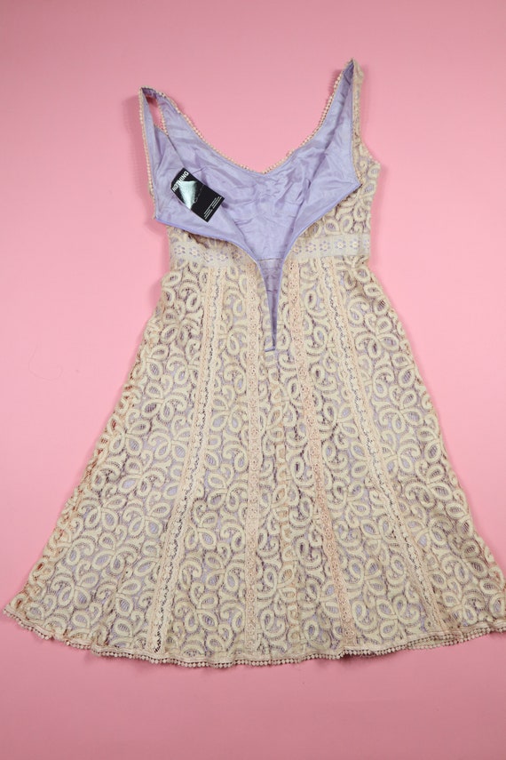 Pink Purple Floral Lace Vintage Dress - image 3